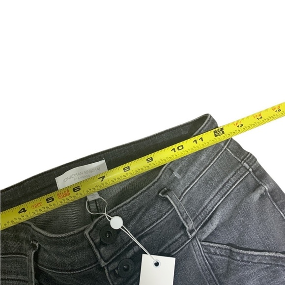 Jonathan Simkhai Button Fly Slim Straight Marley Darted Vintage Noir Jean Sz 27 - Picture 4 of 9